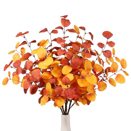 Beferr Fall Eucalyptus Stems Decor, 5Pcs 23" Artificial Eucalyptus Branches