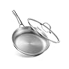 Sartén de titanio, 12 pulgadas de titanio puro martillado Pro con tapa, sartén antiadherente para cocinar, no tóxico, sin PFAS/PFOA/PTFE, apto para lavavajillas y horno, compatible con