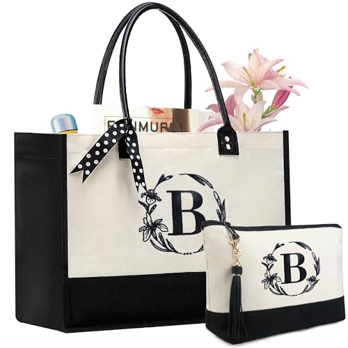 BeeGreen Monogram Tote Bag for Women with Leather Handles