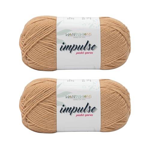 Image of WOAFashions Impulse Hand Knitting & Crochet Yarn, Premium Acrylic, 4 : Medium (Dark Beige) (2x100gms / 3.5oz / 200mtr / 218yds)