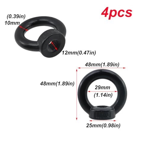Image of Antrader 4pcs 304 Stainless Steel Ring Shape M12 Lifting Eye Threaded Nut