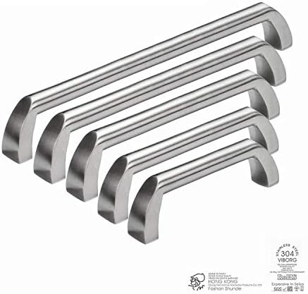 VIBORG (4 Pieces Solid SUS304 Stainless Steel Casting Modern Kitchen Cabinet Cupboard Door Handles Pull Wardrobe Dresser Drawer Handle Pulls Nickel Brushed SV204 (Hole-to-Hole: 128±1mm) - Image 5