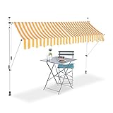Relaxdays Klemmmarkise, Balkon Sonnenschutz, einziehbar, Fallarm, ohne Bohren, höhenverstellbar, 300 cm breit, gestreift