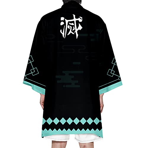 Image of Seidarise Men's Haori, Long Kimono Cardigan Jacket Japanese Style Flying Crane Seven Sleeves Open Front Coat