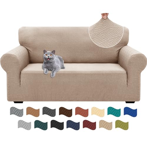 Ystyle Copridivano 2 Posti Con Braccioli, Super Elasticizzato Copri Divano, Copridivano Antigraffio Gatto, Copridivani Antiscivolo Antimacchia, Universale Sofa Cover Moderno, Cachi