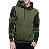 MANLUODANNI Men's Pullover Hoodies Hooded Sweatshirt Camo Patchwork Top Casual Hoody with Kangaroo Pocket Army Green XXL #1