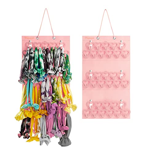 Image of PACMAXI Velvet Hanging Headband Organizer, Pink, Durable, Non-slip, 20.86in x 12.20in