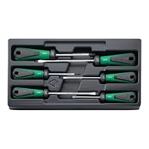 Stahlwille 96489110 3K DRALL Set of Screwdrivers, 6 Piece Set, Includes 4 Screwdrivers for slotted screws, and 2 Cross Head Screwdrivers, in TCS Inlay, Industrial-Grade, Made in Germany