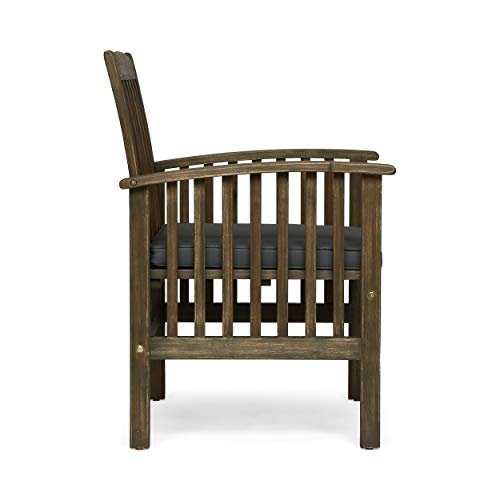 Great Deal Furniture Phoenix Acacia Patio Dining Chairs, Acacia Wood With Outdoor Cushions, Gray And Dark Gray (Set Of 2) #TOP7
