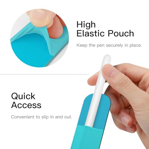 Image of MoKo Adhesive Pencil Case Holder Sticker for Apple Pencil, Cyan Blue