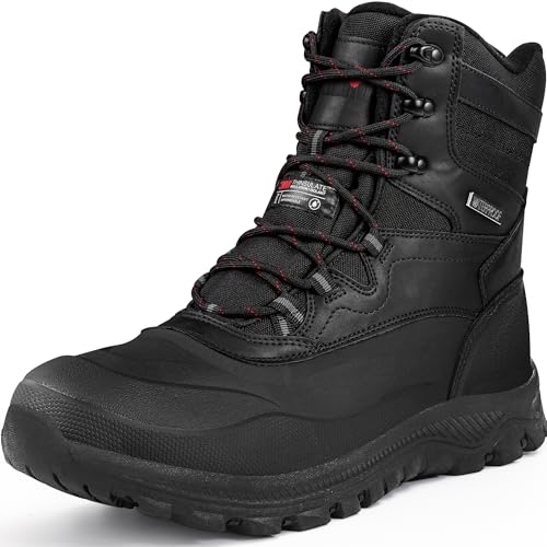 R CORD Snow Boots for Men Waterproof Insulated Mens Snow Boots Winter Boots for Men Winter Hiking Shoes High Traction Men's Military Tactical Boots