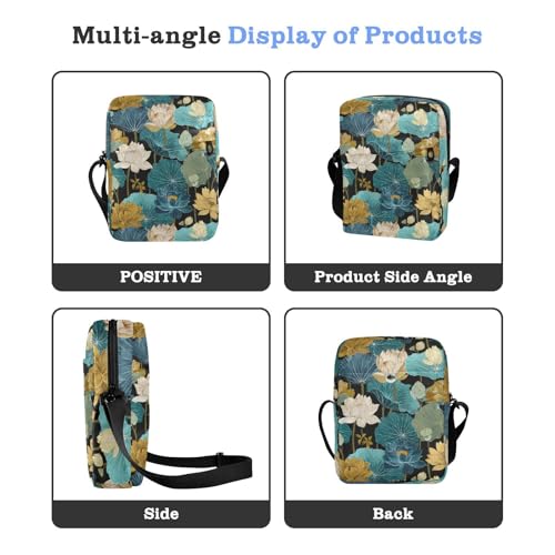 KLL Elegant Water-lilies Blue Retro messenger bag crossbody Vegan Leather cross body bag Casual Shoulder Handbags4
