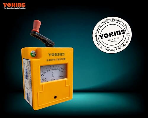 Image of YOKINS ETA-100 Hand Driven Earth Resistance Tester 0-100 Ohms | Made in India | Analog Ground Resistance Meter ±5% Accuracy | Manual Generator Earth Tester for Electrical, Telecom & Industrial Use