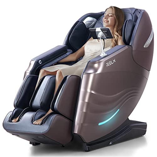 Relx Massage Chair Full Body Zero Gravity Sl-Track Shiatsu Massage Chair, 12 Modes, Built-In Heat Therapy System, Airbag Massage, With Yoga Stretch, Foot Massage, Ai Control And Lcd Screen（Brown） #TOP5