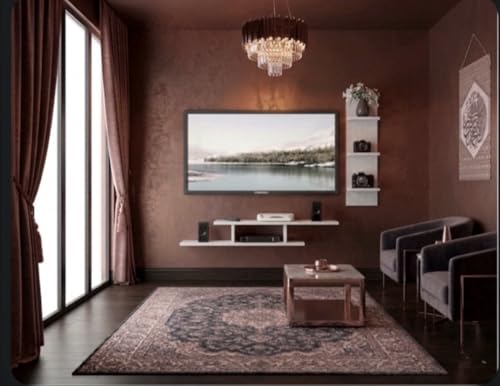 Image of Bros Moon Engineered Wood 48 inches Base TV Stand with Storage Shelf and Foot Pad Entertainment Console for Set Top Box, Books & Decor, Wenge White Finish (Suits tv Upto 48 inches)