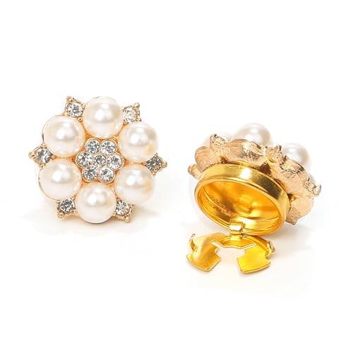 Cufflinks for Men Women Shirt Sleeve Buttons - Faux Pearl Rhinestone Cover for Clothing Decorative Pins - Fashion Cuff Link Jewelry - Girls Gifts