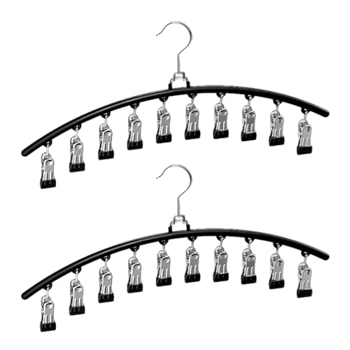 Skibetfo 2 Pack Sock Hangers for Drying Underwear Dryer Hanger with 360°Rotation, Sock Hanger with 10 Clips Holds 20 Leggings, Rubber Coated Closet Organisers