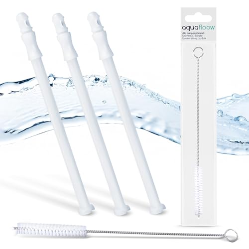 Aquafloow 3x Tubo Transparente de Aspiración de Leche de 15,7cm para 5313232961 DeLonghi + Cepillo para Limpiar Cafeteras, Pajitas, Botellas, Tazas