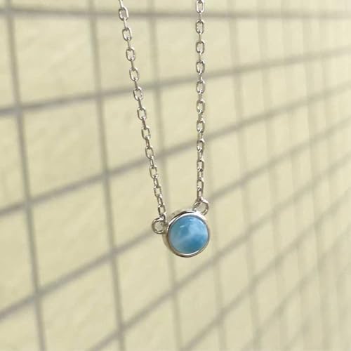 Pendentif Rond Bleu Naturel 5mm en collier élégant pour femme - 3