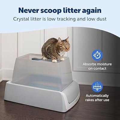 PetSafe ScoopFree Crystal Pro Legacy Automatic Self-Cleaning Cat Litter Box System Enclosed Top-Entry Advanced Odor Control Includes 1 Disposable Crystal Litter Tray Gray (PAL00-16965)