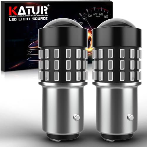 KATUR 1157 BAY15D 1016 1034 7528 Led Light Bulb High Power 3014 54 Chipsets Super Bright 650 Lumens Replace for Turn Signal Back Up Reverse Brake Tail Stop Parking RV Lights,Brilliant Red(Pack of 2)
