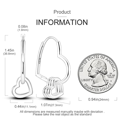 Narmo 925 Silver Earrings For Woman Heart Hoops Asymmetrical Heart Hoop Earrings Sterling Silver Heart Shaped Hoop Earrings #TOP2