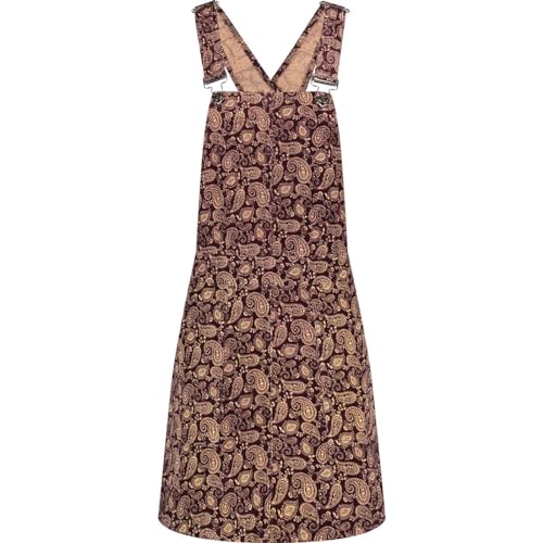 Madcap England Women's Retro Mod 60s 70s Cord Corduroy Paisley Pinafore Dunagree Dress Jenny MC1060 (UK, Numeric, 14, Regular, Regular, Tawny Port)