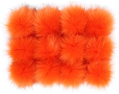 Furling Pompoms DIY 12pcs Faux Fox Fur Fluffy Pompom Ball for Knitting Hats,Bags,Keychains,Shoes 3.9 inches (Rainbow Color)