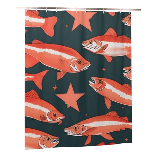 FSCEV Duschvorhang Lachs, 152,4 x 182,9 cm, Badezimmer, Badewanne, Hotel, WC, Zubehör, Dekor, Türvorhang