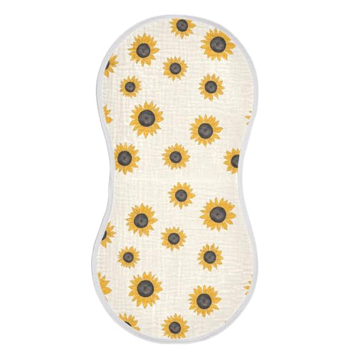 Sunflower Simple Minimalist Cotton Baby Burp Cloths Easy Care spit up Cloth for Babies boy and Girl Set of 2, 22x11in2