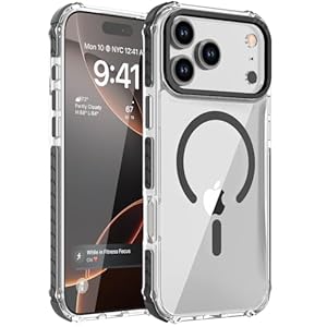 DEERLAMN Strong Magnetic Case for iPhone 17 Pro Max 6.9-Inch,[Compatible with Magsafe][Military Grade Drop Protection] Clear Slim Shockproof Protective Phone Cover-Transparent+Black