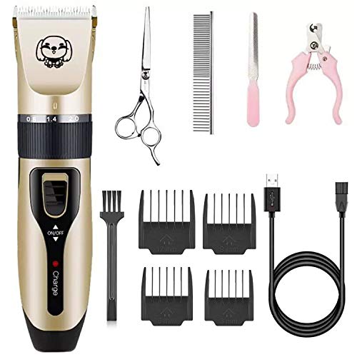 JHK Dog Hair Clippers,Low Noise Pet Clippers Rechargeable Dog Trimmer Cordless Pet Grooming