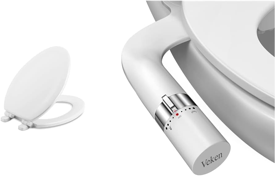 KOHLER Stonewood Toilet Seat, QuietClose Elongated, Slow Close, Wooden Toilet Seat & Veken