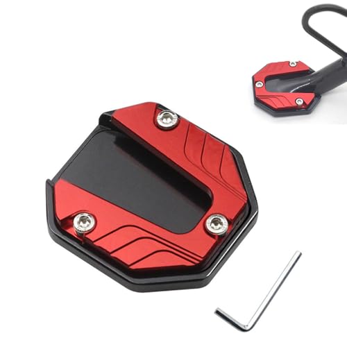 Woniyal Motorrad Ständer Fuß Seitenverlängerung für Husqvarna Svartpilen/Vitpilen 701, Motorrad Halterung CNC Aluminium Motorrad Seitenständer Verlängerung Pad,Red