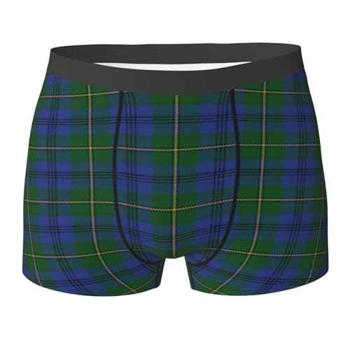 SHAOMABA Old Scotsman Clan Johnstone Johnston Tartan Plaid Cool, Breathable And Comfortable Fashionable Flat Corner Underwear Black