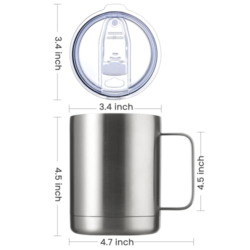 Image of MEWAY 12oz Coffee Mug With Handle 4 Pack Bulk,Stainless Steel Insulated Travel Tumblers With Sliding Lid,Double Wall Vacuum Camping Cup for Hot & Cold Drinks Tea (Mix,Set of 4)
