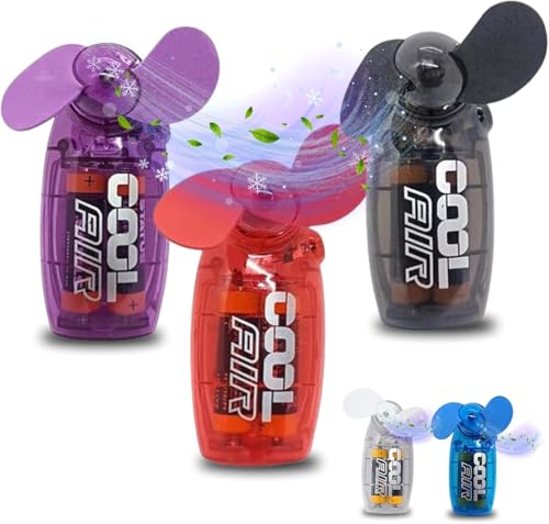 Mini Handheld Fans Pack of 3 – Quiet Battery Operated Pocket Fans for Festivals, Travel, Camping, Desk & Outdoors – Portable Personal Cooler – Batteries Included – Great Gift Idea