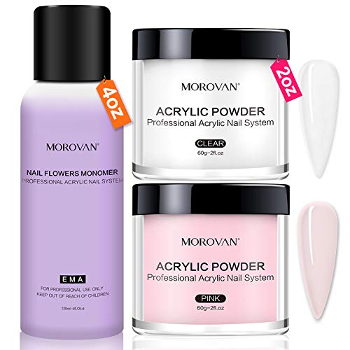 Morovan Acrylic Nail Kit Acrylic Powder and Liquid Set Acrylic Powder with Professional Liquid Monomer For Acrylic Nails Extension Nail Art Starter Kit