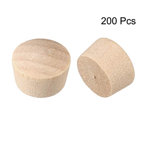 Image of uxcell Wood Button Top Plugs 7 /16 Inch Cherry Hardwood Furniture Plugs 9 /25 Inch Height 200 Pcs