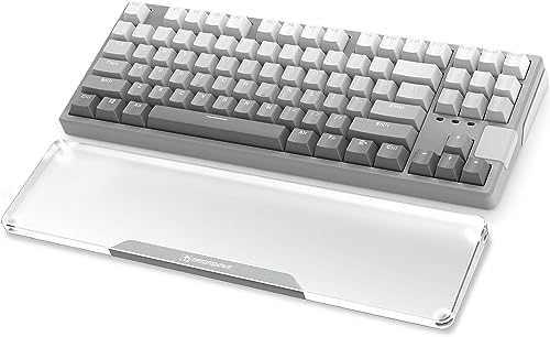 Image of Acrylic Keyboard Wrist Rest -80% TKL Mechanical Keyboard- CNC Aluminum Alloy Customized Logo Desk Wrist Support for Computer Keyboard,Anti-Slip Base,Wrist Pad for Office & Home,Silver