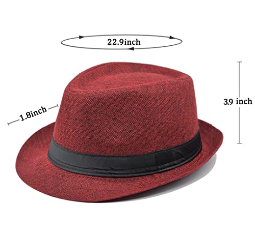 Gionforsy 5 Pack Mens Fedora Hat Classic 1920S Hat Short Brim Fedora Hats Summer Beach Panama Hat For Men Women (5Pack-Mixed Bright Color) #TOP1