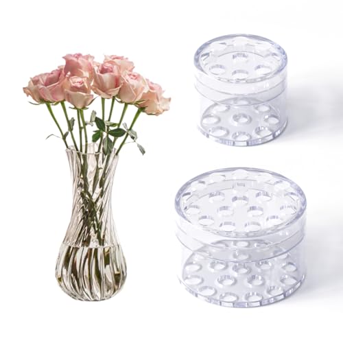 LOVUFIR Spiral Ikebana Stem Holder, Set of 2 Spiral DIY Stem Holder for Flower, Spiral Bouquet Twister flower Arrangement Holder, Round Flower Arranger Flower Fixed Tools(Clear, S+L)
