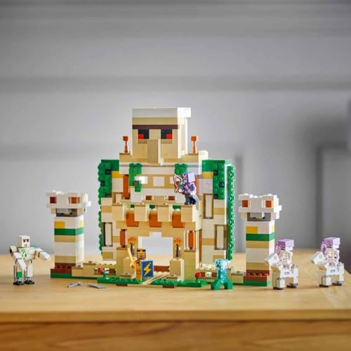 Image of LEGO 21250 Minecraft Iron Golem Fortress, Castle Architectural Blocks Toy That Turns Into A Large Figure, With 7 Minifigures Such As 2 Knights, Iron Golem And Creeper, Gift Idea For Children, 868 Pcs