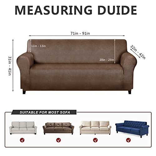 Molasofa Sofa Covers - Couch Cover For Leather Couch, Soft Sofa Covers With Leather-Like Quality. Washable, Non-Pilling, Non-Slip 1-Piece Couch Cover For Dogs, Cats, And Kids (Sofa, Brown) #TOP2