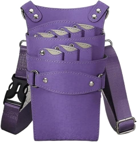 Zehaiwl 美容師 シザーケース トリマー 大容量 7丁 コーム ハサミ収納 ポーチ 理容室 ウエスト ショルダーバッグ はさみ 櫛 収納 サロン 家庭用 2way トリマー ツールポーチ サロン レザー 挿し 美容師 理容師 トリマー ベルト付き (