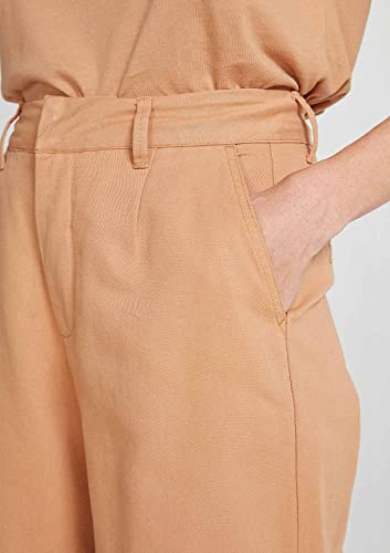 Calça Feminina Cintura Alta Wide Leg Em Sarja - Laranja 042