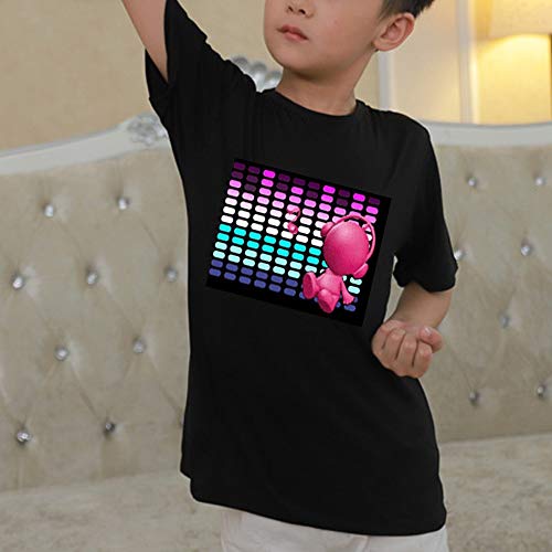 Kids LED Flashing Shirt Sound Activated Black T Shirt Boys for Birthday Halloween Christmas4