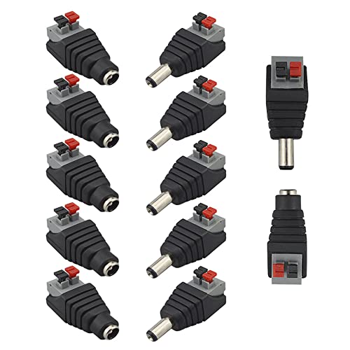 QitinDasen 12Pcs Profesional 5.5 X 2.1mm Prensa Tipo DC Macho Hembra Conector Kit 12V Alimentación