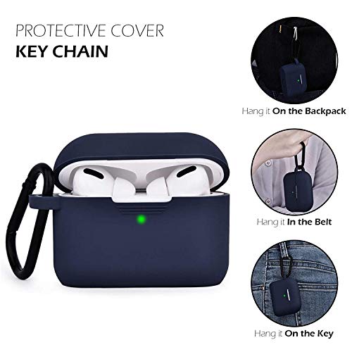 Image of GRIPP Rubon Silicone Case with Carabiner for AirPods Pro (1st Generation), 360 Shock Protection, Precise Cutout, Wireless Charging Support, Durable & Stylish - Indigo