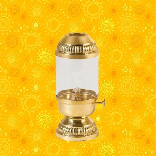 Brass Adjustable Diya Oil Lamp for Puja, Home and Office Décor, Diwali, Festival- Pack of 1 (Height - 8.75 Inches Approx.)